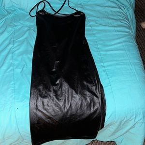 Leather black dress
